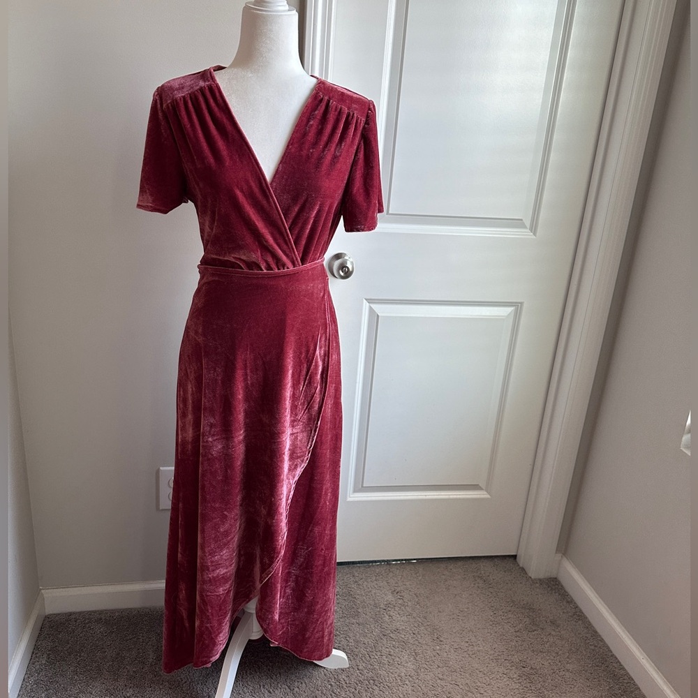 PrettyLittleThing Velvet Wrap Midi Dress from Asos